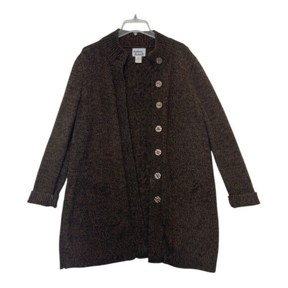 Anthony Richards Knit Cardigan Sweater button down 1X Womens plus long Vintage - Picture 1 of 5